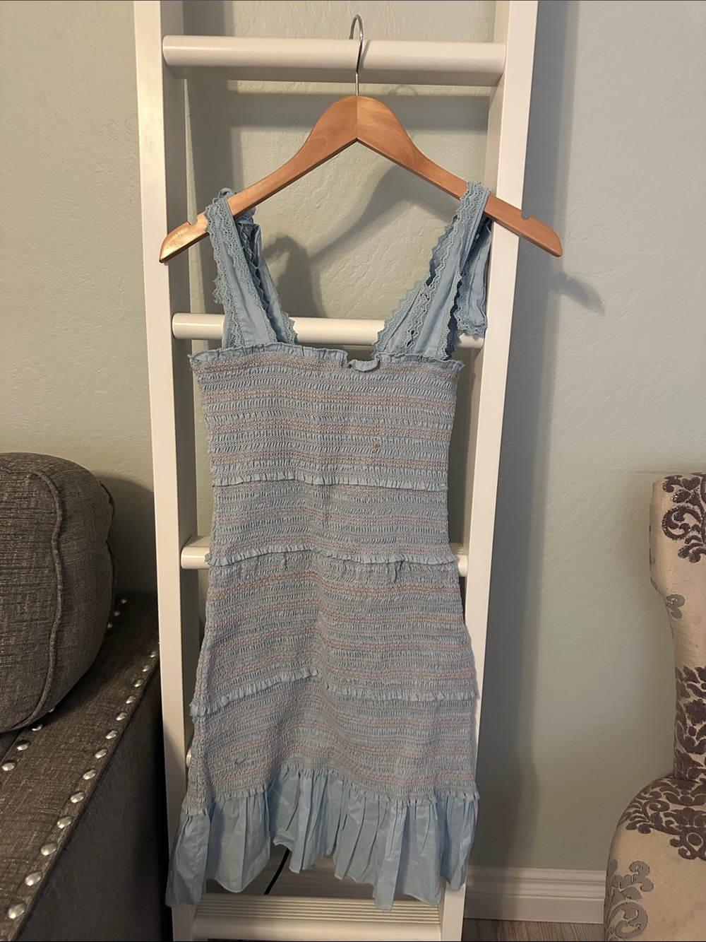 Chelsea & Violet Light Blue Smocked Ruffle Sundress